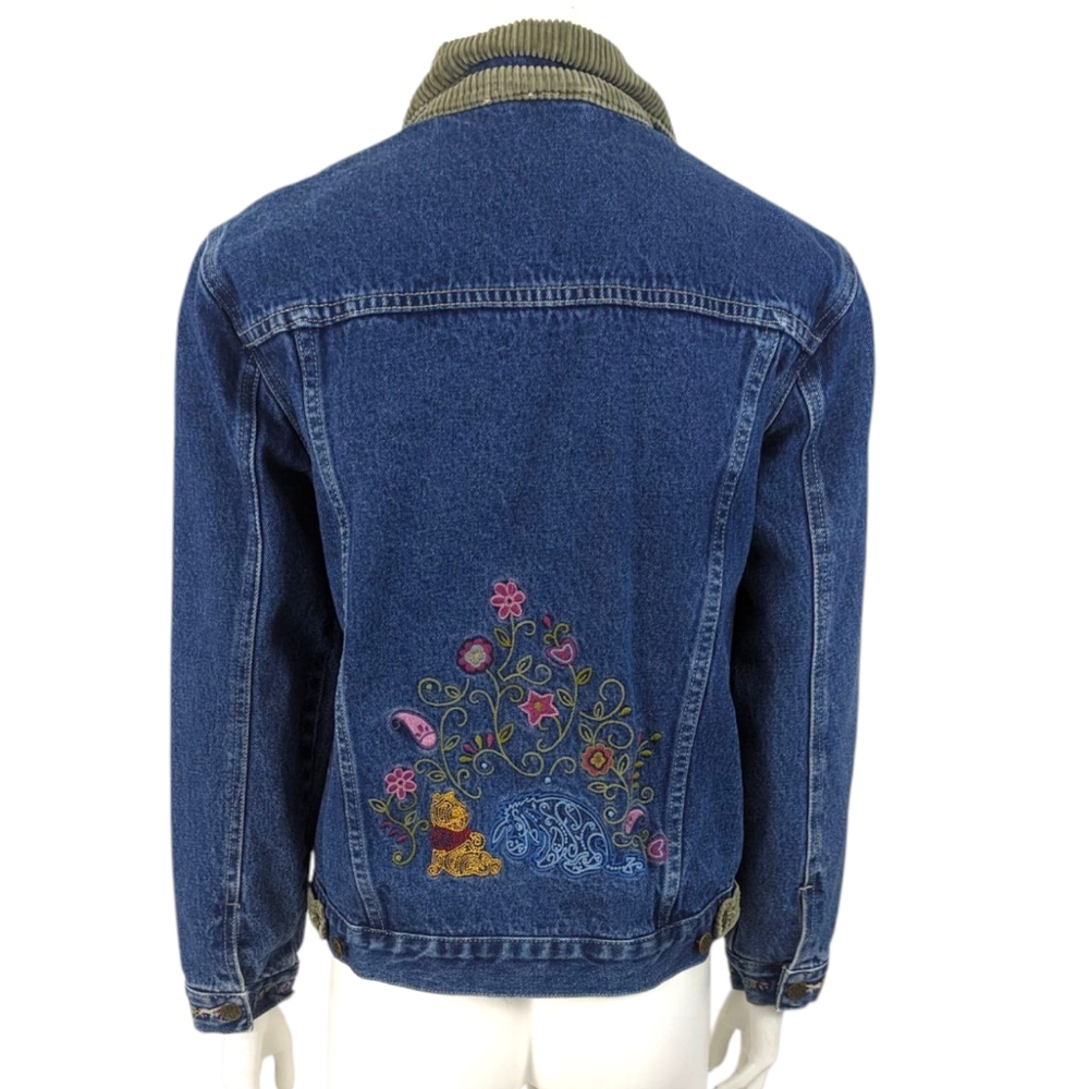 Vintage 90s Disney Store Winnie The Pooh Embroidered Denim Jacket Womens Small